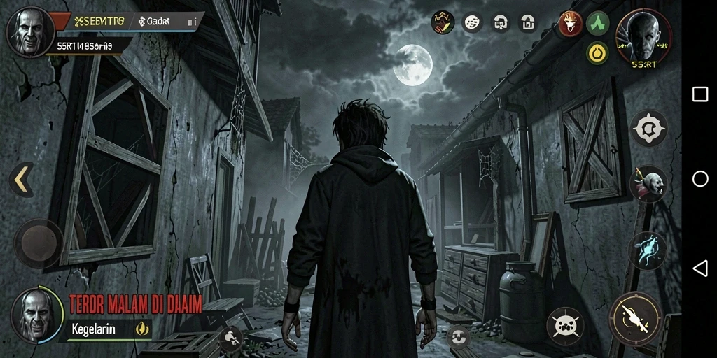Tampilan gameplay menegangkan di dalam kegelapan 55RT.