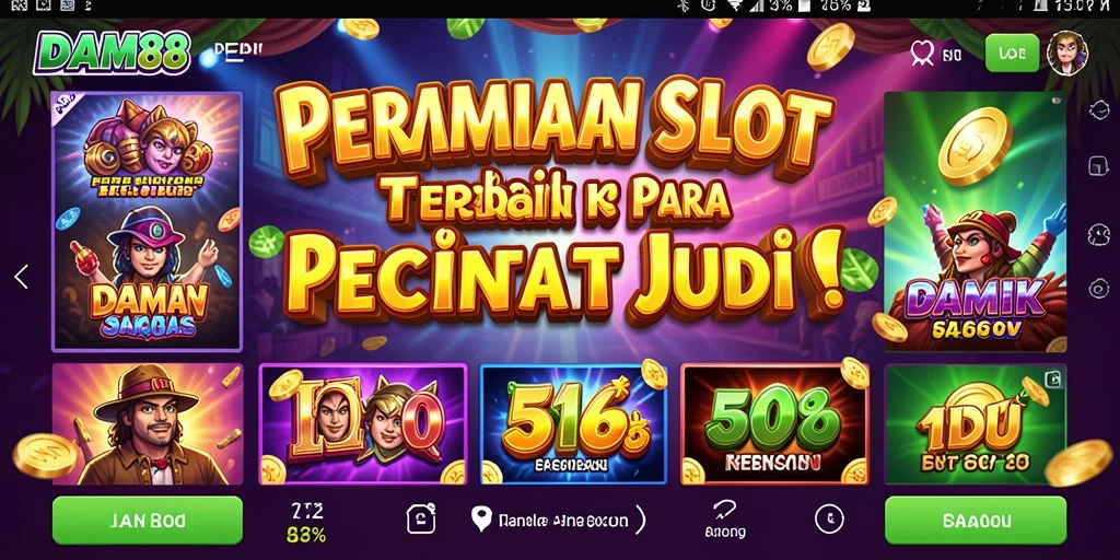 Tampilan gameplay Slot DAM88 dengan berbagai tema menarik.