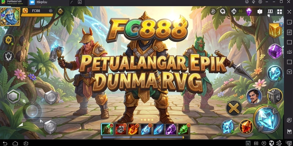 Tampilan gameplay FC888 dengan pertarungan epik di dunia RPG.