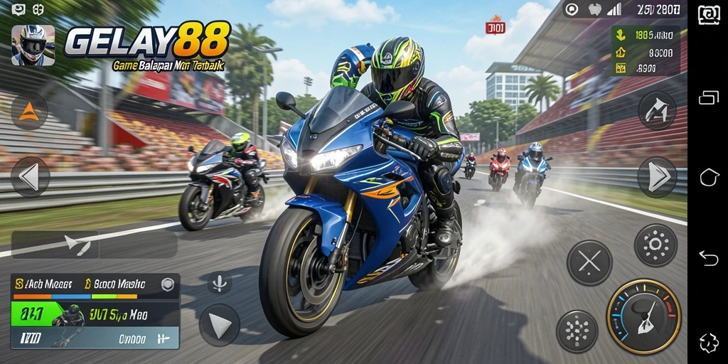 Tampilan gameplay mengesankan dalam balapan motor di GELAY88.