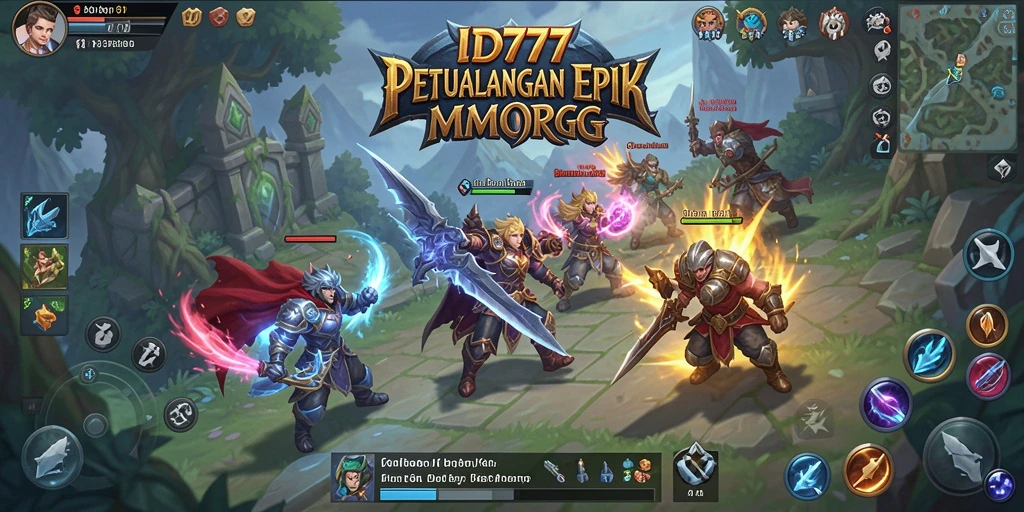 Tangkapan layar gameplay ID777 yang menunjukkan pertarungan epik dalam MMORPG.