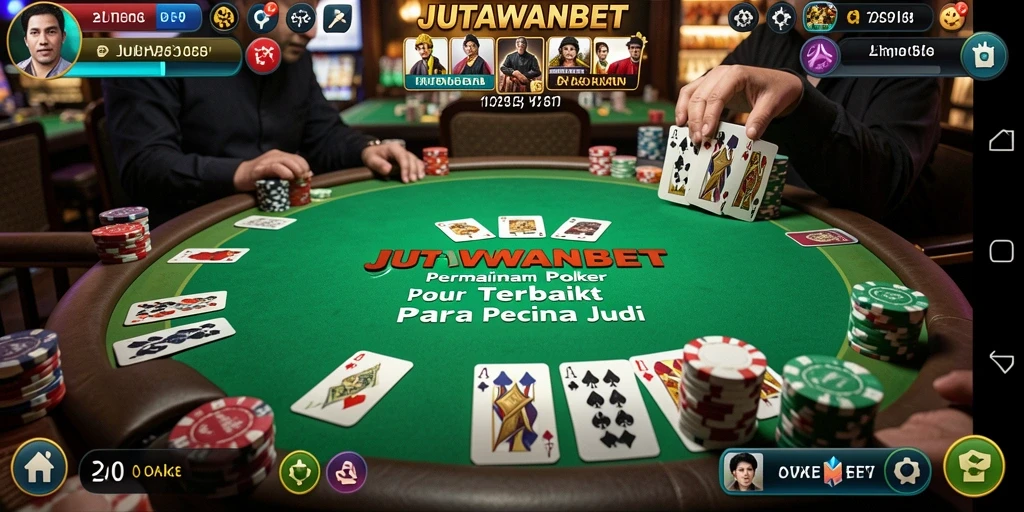 Screenshot JUTAWANBET menunjukkan pemain menikmati permainan Poker yang mendebarkan.