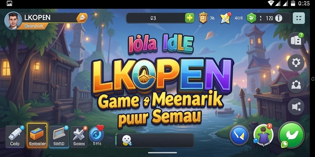 Screenshot utama LKOPEN menampilkan pengalaman gameplay Idle yang seru.