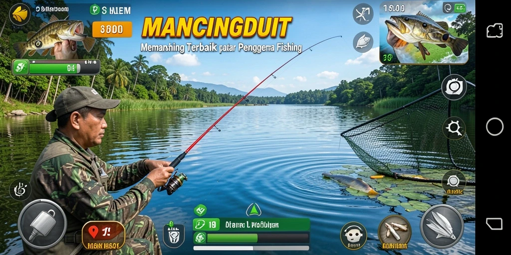 Tangkapan ikan besar dalam gameplay MANCINGDUIT.
