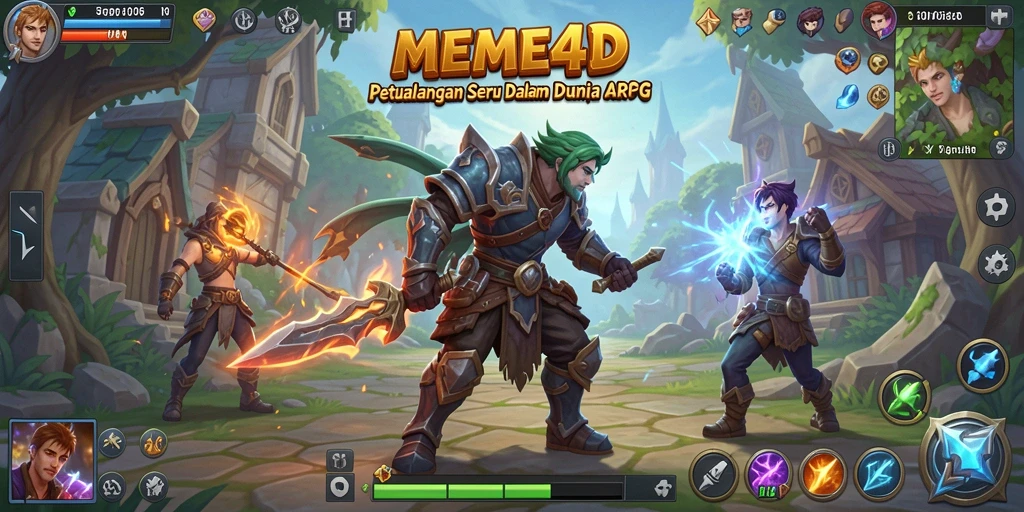 Menampilkan karakter utama beraksi dalam pertarungan seru ARPG.