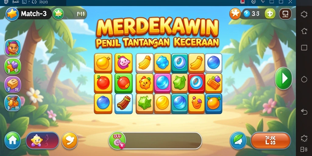 Tampilan gameplay seru di MERDEKAWIN dengan kombinasi match-3.