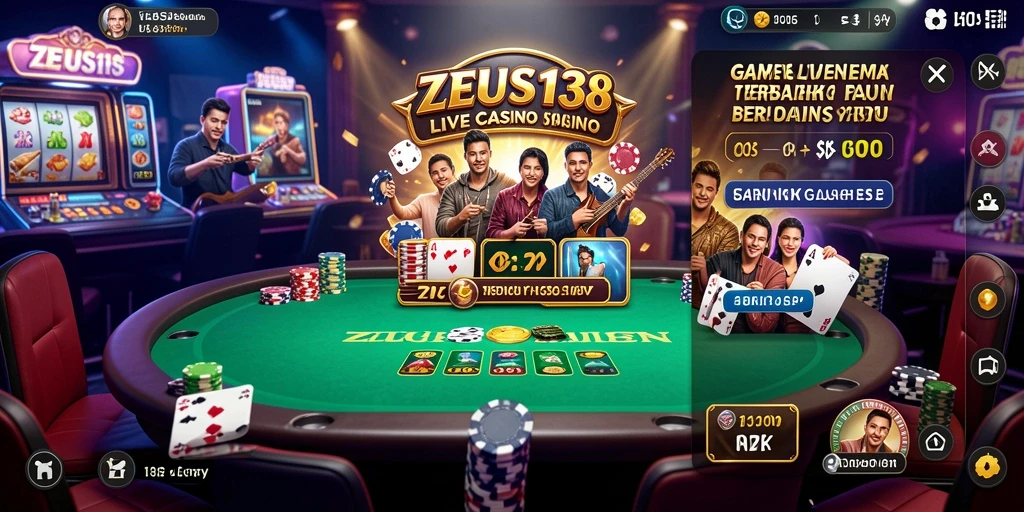 Tampilan utama gameplay ZEUS138 dari Live Casino yang memukau.